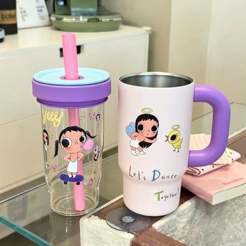✨元氣新品✨小玉保溫杯同款大容量玻璃杯水杯女高顏值咖啡杯新款雙享杯CEQG