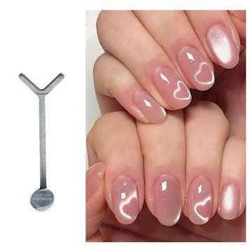 心形貓眼磁鐵棒 Y 形指甲磁鐵套裝愛心圖案磁鐵適用於 DIY 凝膠拋光磁性工具