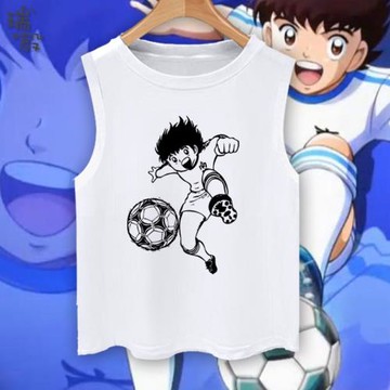 足球小將足球小子大空翼動漫純棉背心男女學生兒童裝無袖T恤衫夏