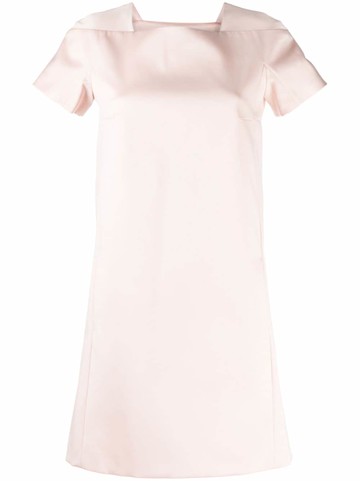 Paule Ka - satin-finish square-neck dress - women - Polyester - 36 - Pink