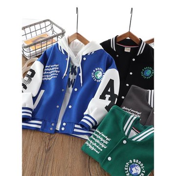 男童棒球服外套2025春秋中大童高檔直紋棉夾克兒童洋氣韓版上衣潮