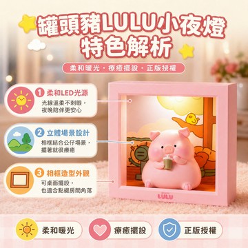現貨12H出貨)LuLu豬 相框小夜燈 氛圍燈 床頭燈 正版 療癒 臥室 禮物 罐頭豬 送禮 生日 交換禮物