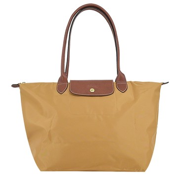 LONGCHAMP LE PLIAGE系列長把再生尼龍摺疊水餃包(大/小鹿棕)