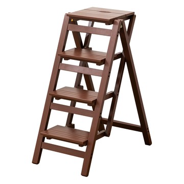 【HappyLife】免安裝實木摺疊梯 四層 Y10511白