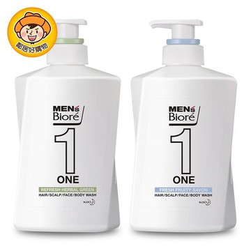 【Men's Biore】ONE髮顏體全效潔淨露480ml-(爽勁草本/淨皂清香)