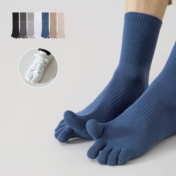 NicoFun 愛定做 7雙 分段針織五趾中筒襪 抗菌消臭 分趾襪 羅紋襪 五指襪 運動襪(中性襪24.5-27.5cm