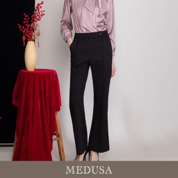 現貨【MEDUSA 曼度莎】修飾微閃中線小喇叭長褲（M-XL）｜小喇叭褲 顯瘦長褲 西裝長褲