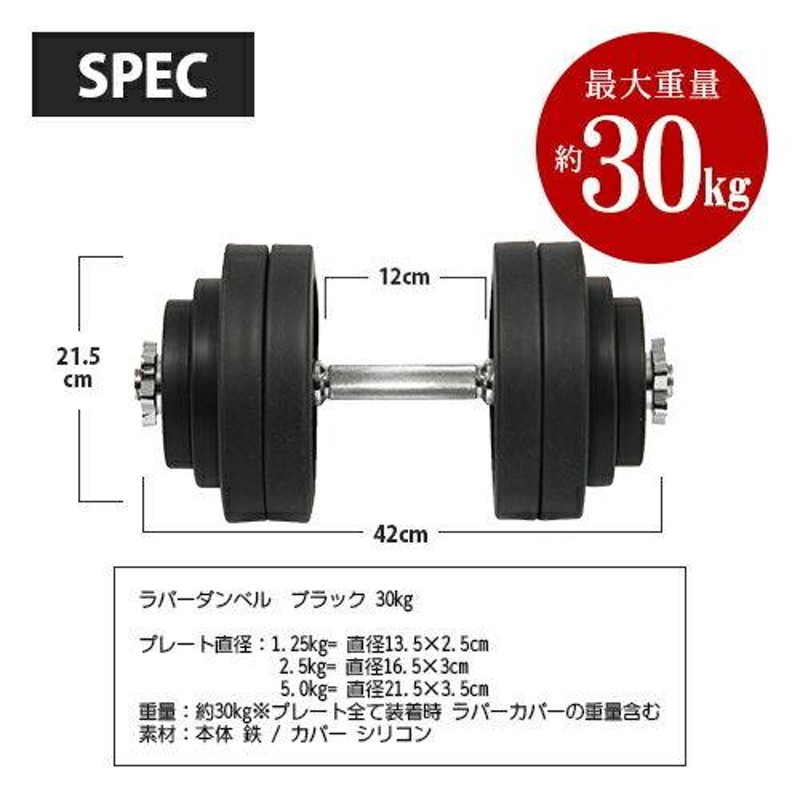 リーディングエッジ ラバーダンベル 30kg 単品 ブラック LE-DB30 BK 送料無料 LEDNB トレーニング器具 スポーツ用品 筋トレ 黒  ダンベル プレス フライ | LINEショッピング