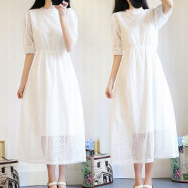 ワンピース レディース 夏 マキシワンピース 白ワンピース ホワイト レディース 白レース 夏ワンピース 韓国風 膝丈 ロング丈ワンピース 通販 Lineポイント最大1 0 Get Lineショッピング