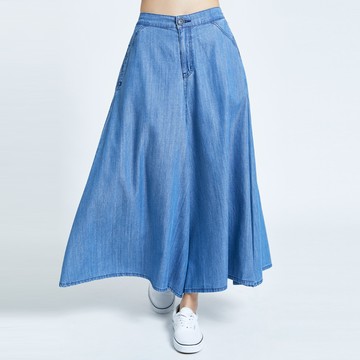 SOMETHING｜女裝｜闊腿丹寧寬直筒褲裙