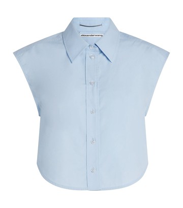 Alexander Wang Cotton Necklace-Detail Cropped Shirt