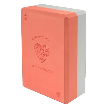 mukasa 慕卡莎 EVA 瑜珈磚2件組 台灣製造  22.5 x 15 x 7.5cm  橘底紅心 切角  1組