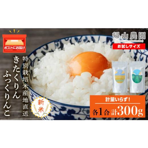 ふるさと納税 北海道 知内町 食べ比べ きたくりん ふっくりんこ 米 各 一合 150g 計2袋 国産 北海道 北海道米 知内 帰山農園