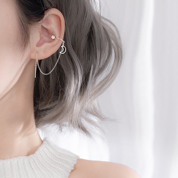 耳線女氣質純銀耳線新款潮耳墜簡約冷淡風耳夾耳線一體耳骨夾1入
