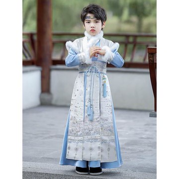 男童漢服2025新款古裝唐裝中國風兒童國學服男孩演出服加厚冬季