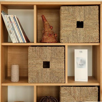 亞馬遜跨境草編藤編織收納筐置物籃儲物盒簡約衣柜整理正方收納箱