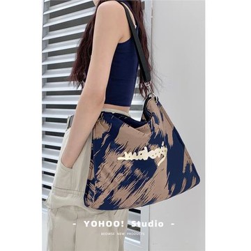 YOHOO!/潑墨藝術感小眾設計質感單肩斜挎包包ins帆布袋背書包女韓