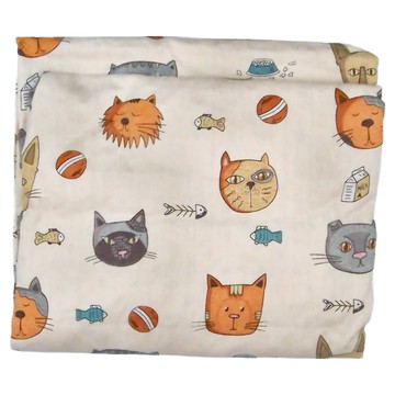 OhBabyLying 春夏薄款荳荳毯 100%棉  110 x 75 cm  喵星人 橘色 + 白色