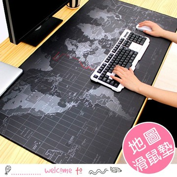【隔日配】黑白世界地圖防滑鎖邊滑鼠墊 鍵盤墊 電競加大滑鼠墊 超大桌墊 辦公電腦周邊 橡膠加厚 防水耐磨 90x40cm