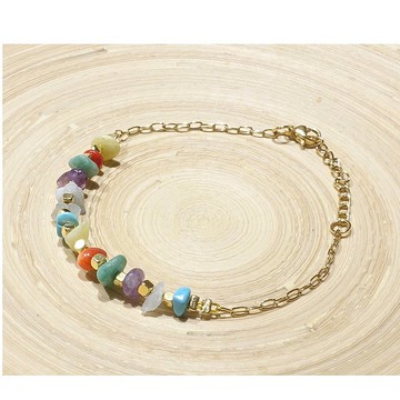 希臘設計製造 水晶手鏈 紫晶 綠東陵