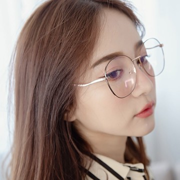 文藝篇幅復古細框平光眼鏡【G087】-黑框玫金鏡腳