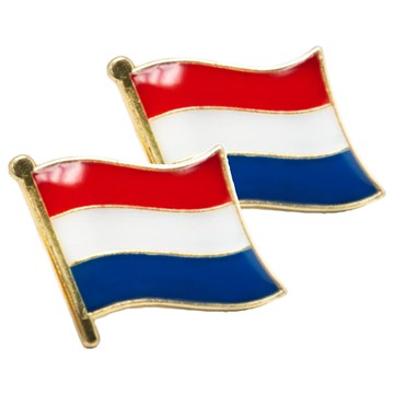 A-ONE 荷蘭國旗別針 2個 鐵烤漆 波麗 電鍍青銅 15mm x 17mm  荷蘭  1組