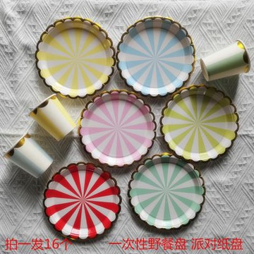 紙盤一次性盤子野餐盤派對聚會裝扮生日蛋糕碟子甜品臺裝飾布置