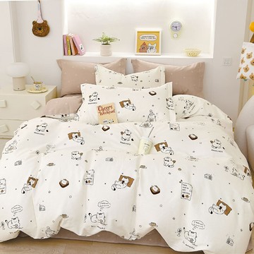床包枕套組-雙人 / 精梳純棉三件式 / 咪寶樂園 台灣製