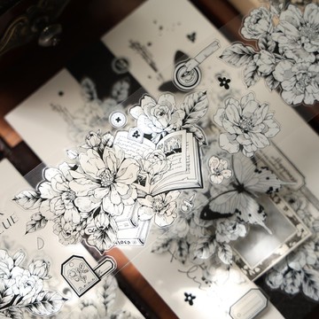 壹洱文創第 16 期切模【花語集】輕復古和紙膠帶線條大花手賬 PET