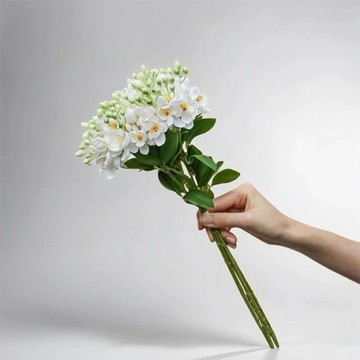 夏日經典茉莉花優雅白仿真花花材(1入組)