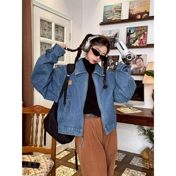 【SEMPLICITA】BOXY 美式 復古 經典 短寬 輪廓 牛仔 夾克 翻領 男女 牛仔外套