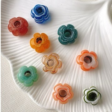 拾悦手作材料 / 隨機出貨不挑選/約18x9mm左右/土耳其窖爐燒製/土耳其花花琉璃/編繩串珠DIY半成品/現貨出貨