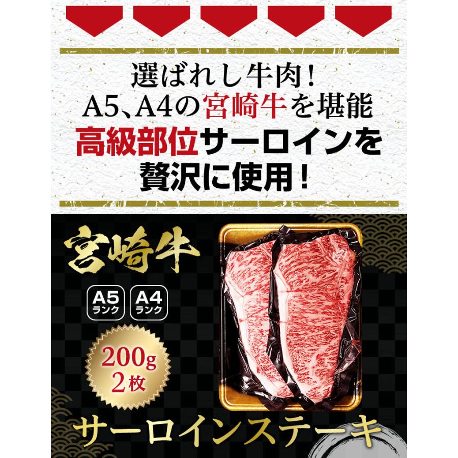 ギフト 食べ物 肉 グルメ 宮崎牛 サーロインステーキ A4 A5ランク 200g×2枚 送料無料 食べ物 高級 プレゼント Y凍