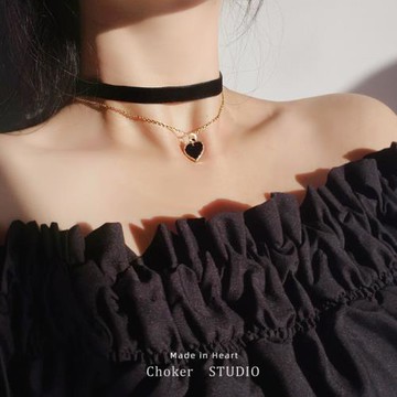 黑色絲絨choker項圈女頸帶鎖骨鏈項鏈頸鏈脖子配飾品chocker頸環