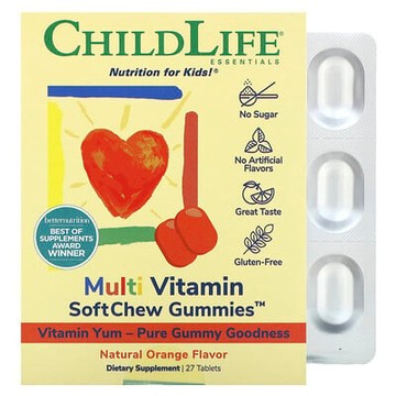 ChildLife Essentials, 多維生素軟糖，天然橙味，27 片