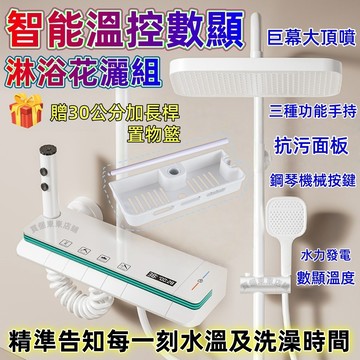【台北現貨】L5雙燈帶款 智能恆溫花灑 增壓蓮蓬頭組 淋浴花灑套裝 贈30公分立桿一隻 淋浴蓮蓬頭 浴室花灑蓮蓬頭
