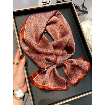 酒紅色桑蠶絲絲巾女春秋冬洋氣時尚百搭雙層真絲長條領巾飄帶圍巾