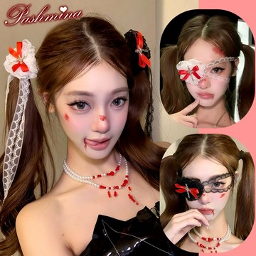 新品8905【❤︎甜美蕾絲十字架蝴蝶結眼罩❤︎】自留款萬聖節頭飾chocher項鍊項圈頸鏈萬聖節服裝兒童海盜裝扮海盜服裝