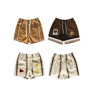 Travis Scott Wolf Starburst Short TS美式復古條紋貼布休閑短褲