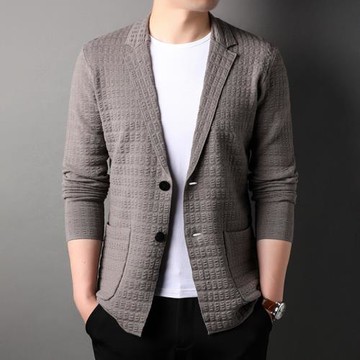 春秋休閑韓版開衫男士修身針織衫小西裝潮流外穿男裝毛衣西服外套
