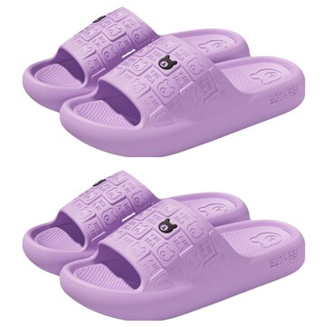 寵物星樂園 踩屎感厚底防滑小熊拖鞋/家居浴室防水止滑拖鞋/EVA軟底防臭室內拖鞋/防滑外穿涼拖鞋 36  360~370mm  紫色  2雙