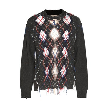 Maison Margiela - Green Wool Blend Cut Out Argyle Patterned Sweater