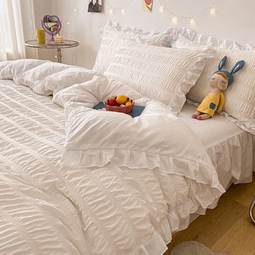 床上床單四件套夏季春秋被套罩床裙公主風ins白色花邊仙女森系女4