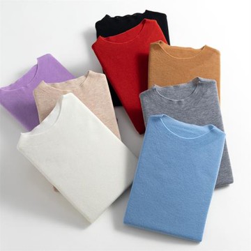 精紡細支100純羊毛半高領針織打底衫女薄款套頭毛衣內搭氣質通勤