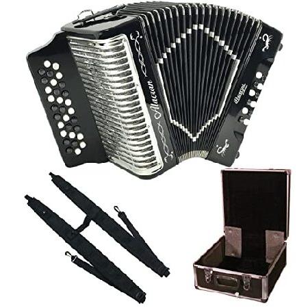 Alacran AL3112 Accordion Package: 31 Button, 12 Bass Accordion with Rigid Case and Adjustable Straps (Fa FBE, Gloss Black)