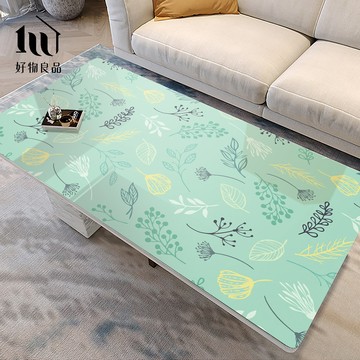 【好物良品】《薄荷花草》設計款印花質感生活軟玻璃防油防燙防髒PVC餐桌墊｜可訂製尺寸請聯繫LINE客服@haowu