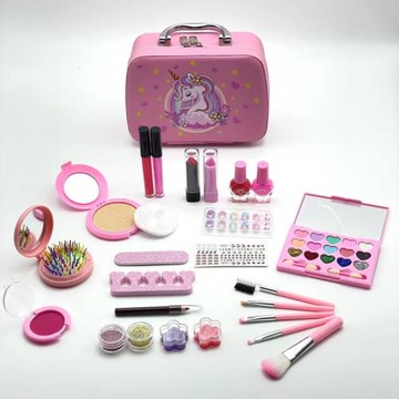 跨境熱銷兒童化妝品套裝兒童美妝盒獨角獸收納美妝盒彩妝手提包