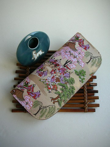 京西陣金襴錦織【源氏物語-賽畫.典】-長夾/皮夾/