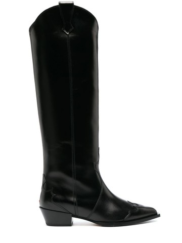 Aeyde - 50mm pointed-toe knee boots - women - Calf Leather/Rubber/Calf Leather/Calf Leather - 41 - Black