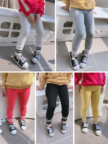 春秋季新款童裝 女童舒適百搭修身褲 兒童個性洋氣收口打底褲1入